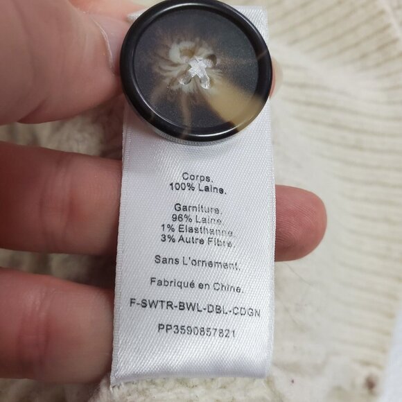 Everlane Womens Felted Merino Wool Double Breasted Cardigan Size M Ivory Ribbed - Picture 6 of 10